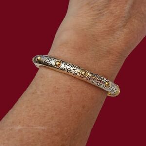 BRIGHTON Two-tone Scroll Bangle Clamper Bracelet